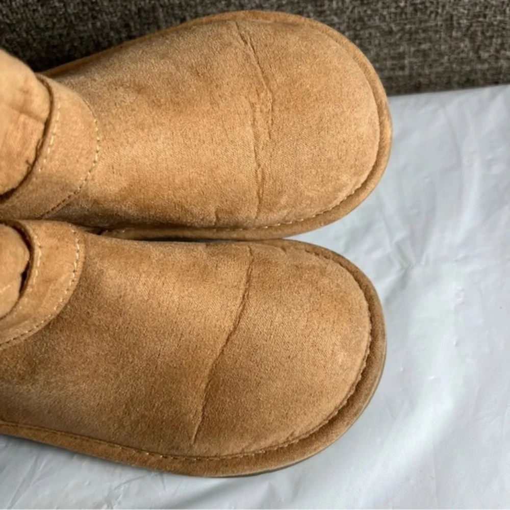 Michael Kors Brownie T Tan Side‎ Zip Boots Girls Size 7 Faux Fur Winter Preppy